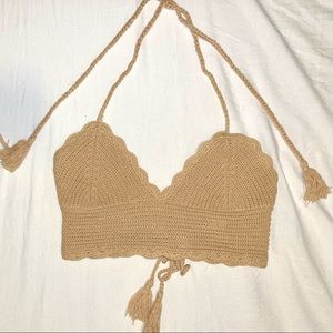 Tan Beachy Bralette, Size SMALL